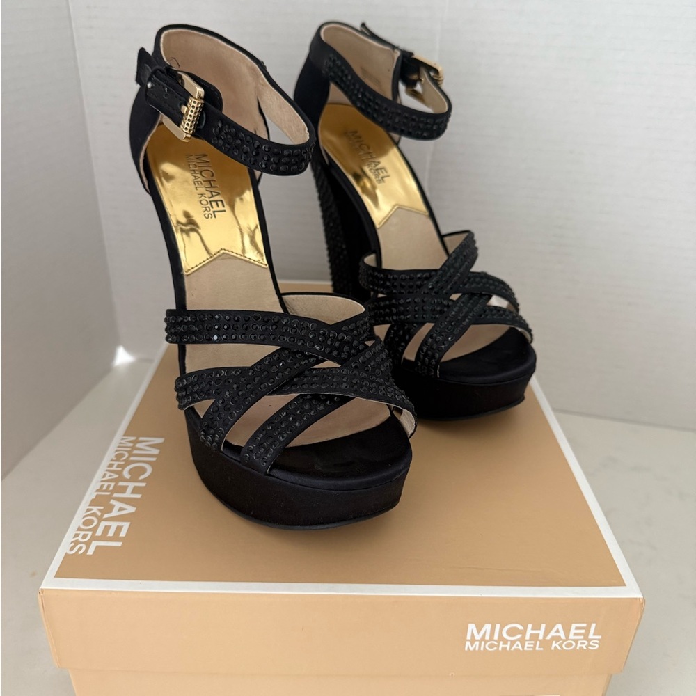 Michael Kors Enola Platform with Satin and Rhinestones